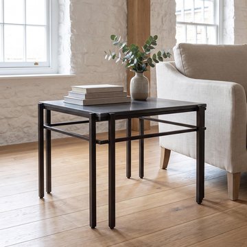 Sarzana side table - square - black - marble and metal