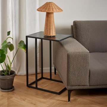 Seaford side table - black melamine and metal