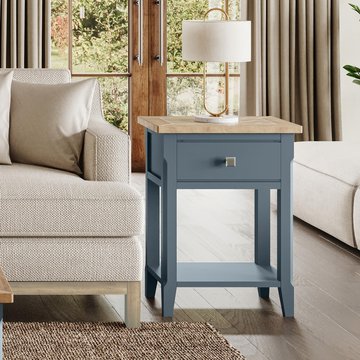 Signature blue lamp table - 1 drawer