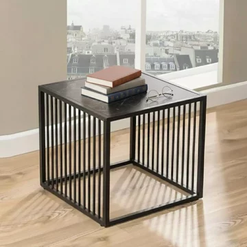 Strington side table - square - black marble effect