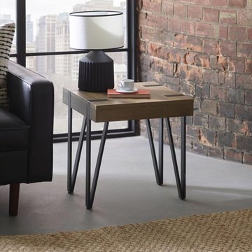 Troy rustic wood effect square side table