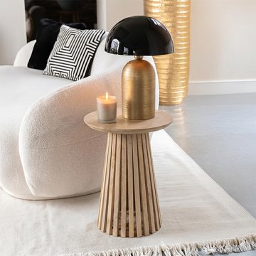 Vincent side table - round - slatted - natural - mango wood