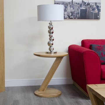 Z designer lamp table - modern - round - oak
