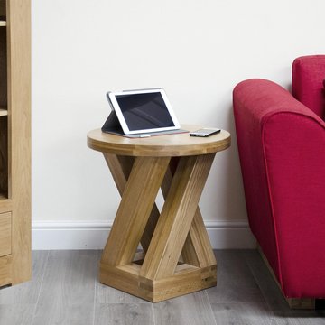 Z designer lamp table - round - oak