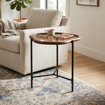 Zir side table - abstract - large - brown and black - mirrored and metal