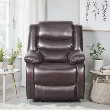 Conrad manual recliner armchair - brown leather