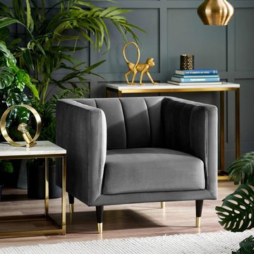 Salma grey fabric chair - scalloped back