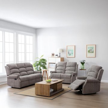 Windsor recliner sofa suite - latte fabric