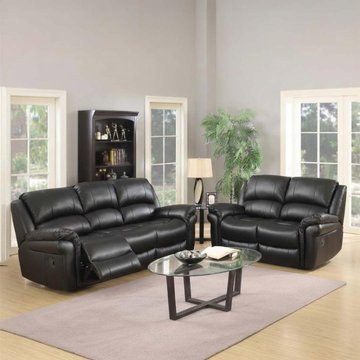 Farnham recliner sofa suite - 3+2 seater - black leather
