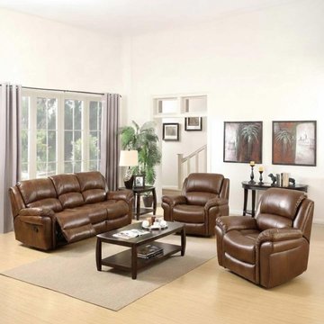 Farnham recliner sofa suite - 3+1+1 seater - tan leather