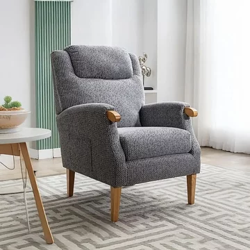 Lisbon fireside armchair - steel blue fabric
