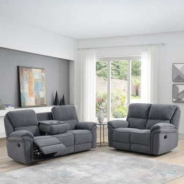 Belmont recliner sofa suite - 3+2 seater - grey fabric