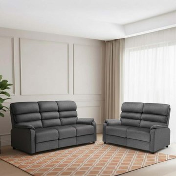 Savoy fixed sofa suite - 3+2 seater - grey fabric
