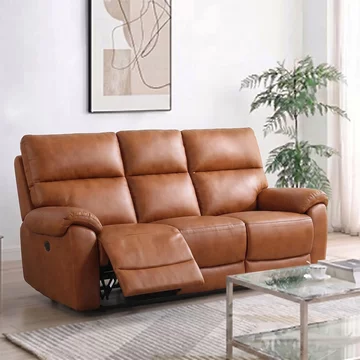 Rocco sofa - power recliner - tan leather - 3 seater