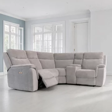Havana corner sofa - electric recliner - fabric - grey