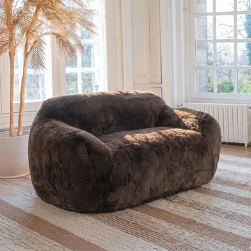 Cutie sofa - 2 seater - large - brown - faux fur fabric