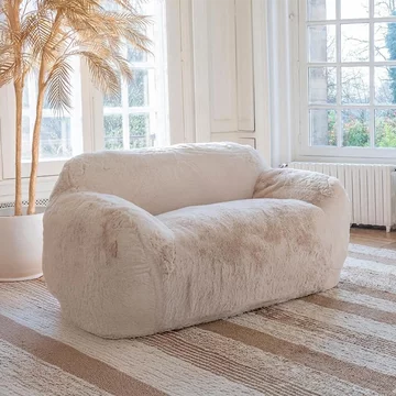 Cutie sofa - 2 seater - large - cream - faux fur fabric