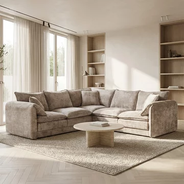 Solaya corner sofa - beige fabric - large