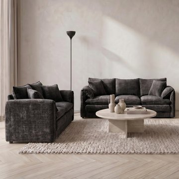Solaya sofa - black fabric - 3+2 seater