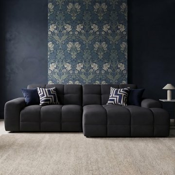 Jacob corner sofa - black fabric - rhf