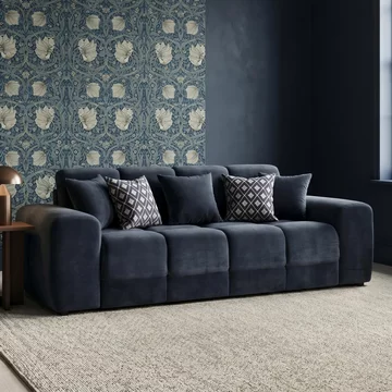 Jacob sofa - black fabric - 3 seater