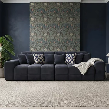 Jacob sofa - black fabric - 4 seater