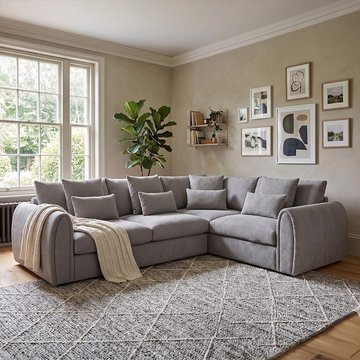 Mirabel corner sofa - grey fabric - rhf