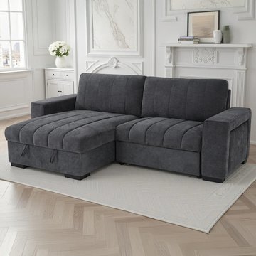 Franklin universal corner sofa bed - grey fabric - pull out