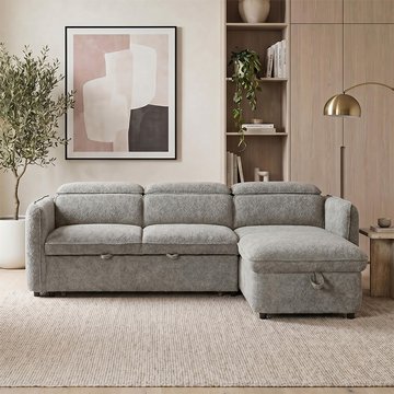 Capri universal corner sofa bed - grey fabric - pull out