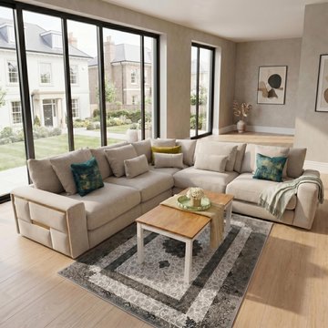 Jupiter corner sofa - beige fabric - large