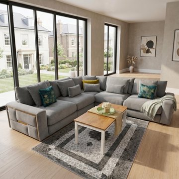 Jupiter corner sofa - grey fabric - large