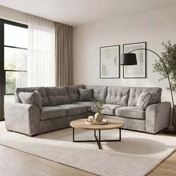 Maxwell corner sofa - grey fabric - large