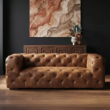 Hoxton sofa - vintage brown tufted leather - 3 seater