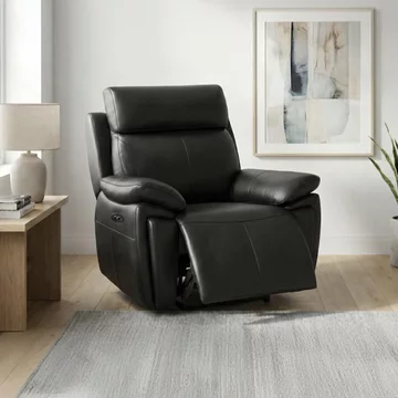Ashby electric recliner armchair - black - leather