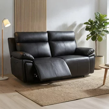 Ashby electric recliner sofa - 2.5 seater - black - leather