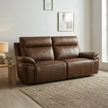 Ashby electric recliner sofa - 2.5 seater - tan - leather