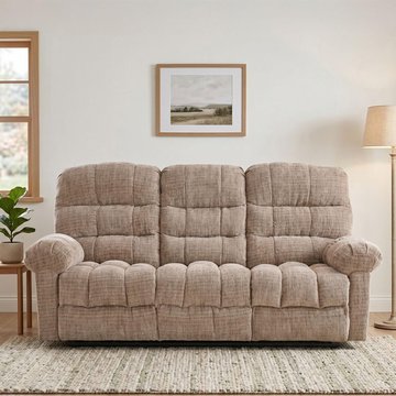Cloud manual recliner sofa - 3 seater - beige - fabric