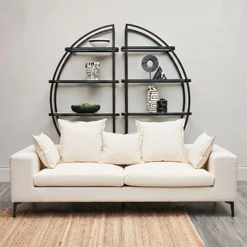 Avignon sofa - 3 seater - cream fabric with black metal legs