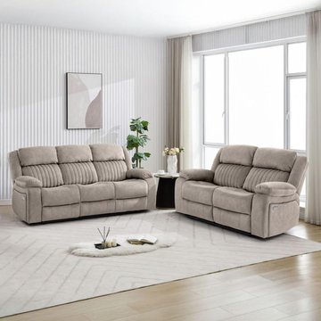 Morgan electric recliner sofa suite - 3+2 seater - taupe - fabric