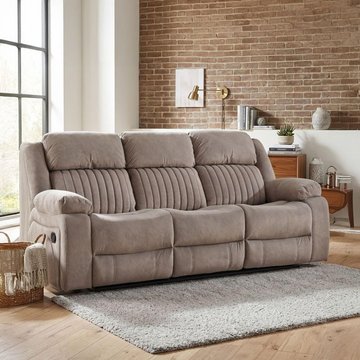 Morgan manual recliner sofa - 3 seater - taupe - fabric