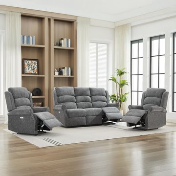 Regency recliner sofa suite - 3+1+1 seater - anthracite - fabric