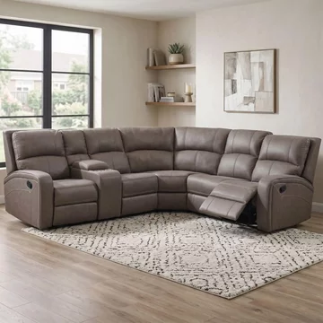 Silverton recliner corner sofa - with storage console - taupe - fabric