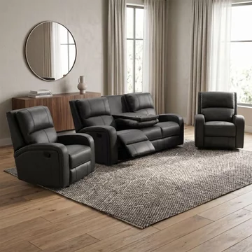 Silverton recliner sofa suite - 3+1+1 seater - with storage console - grey - fabric