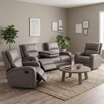 Silverton recliner sofa suite - 3+1+1 seater - with storage console - taupe - fabric