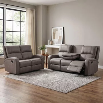 Silverton recliner sofa suite - 3+2 seater - with storage console - taupe - fabric