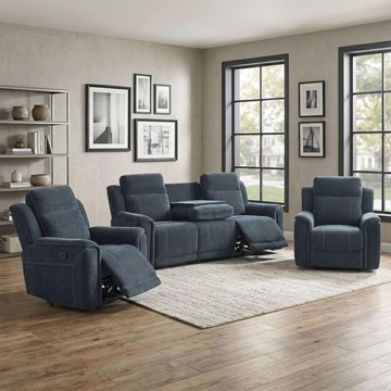Somerton recliner sofa - 3+1+1 seater - with storage console - dark grey - fabric
