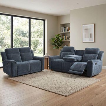 Somerton recliner sofa - 3+2 seater - with storage console - dark grey - fabric