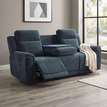 Somerton recliner sofa - 3 seater - with storage console - dark grey - fabric