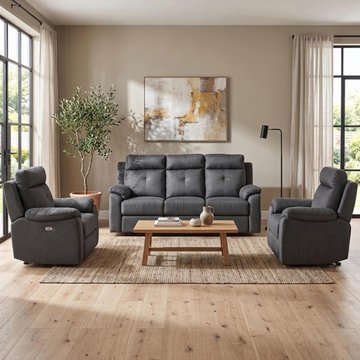 Palermo electric recliner sofa suite - 3+1+1 seater - anthracite - fabric