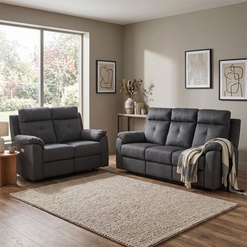 Palermo electric recliner sofa suite - 3+2 seater - anthracite - fabric